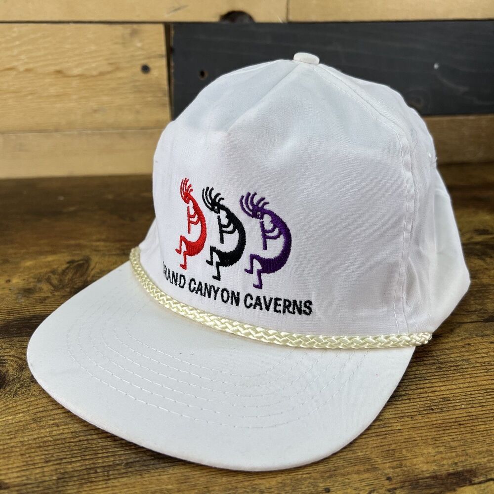 Vintage Grand Canyon Caverns Embroidered White Rope KC Adjustable Hat Baseball